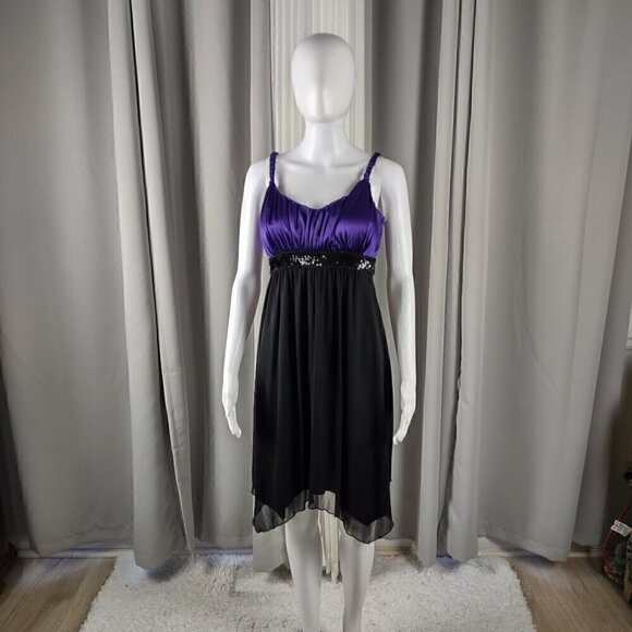 EnFocus Studio Purple Black Knee Length Sequins Dress, Formal, Prom, Size 12 - Picture 1 of 10